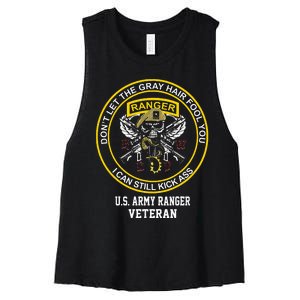 Funny Retired Us Ranger Veteran Usa Military Vet Women's Racerback Cropped Tank