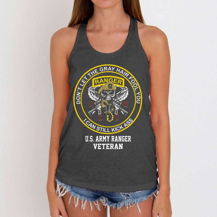 Funny Retired Us Ranger Veteran Usa Military Vet Women's Knotted Racerback Tank