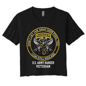 Funny Retired Us Ranger Veteran Usa Military Vet Women's Crop Top Tee