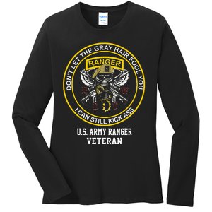 Funny Retired Us Ranger Veteran Usa Military Vet Ladies Long Sleeve Shirt