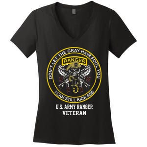 Funny Retired Us Ranger Veteran Usa Military Vet Women's V-Neck T-Shirt