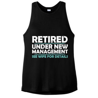Funny Retired Under New Management Retirement Ladies PosiCharge Tri-Blend Wicking Tank