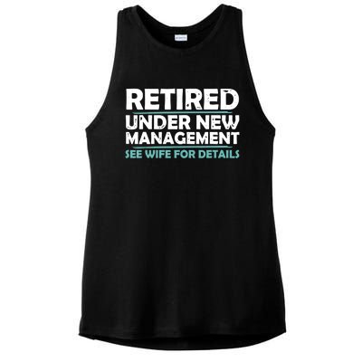 Funny Retired Under New Management Retirement Ladies PosiCharge Tri-Blend Wicking Tank