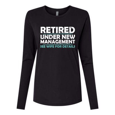 Funny Retired Under New Management Retirement Womens Cotton Relaxed Long Sleeve T-Shirt