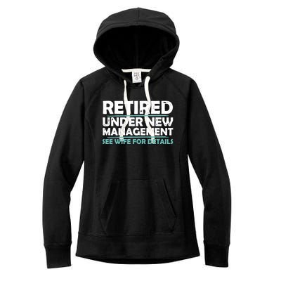 Funny Retired Under New Management Retirement Women's Fleece Hoodie