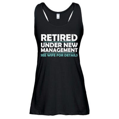 Funny Retired Under New Management Retirement Ladies Essential Flowy Tank