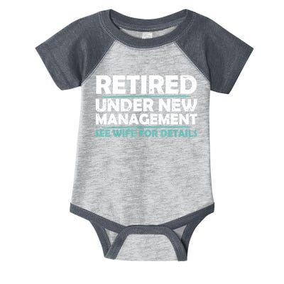 Funny Retired Under New Management Retirement Infant Baby Jersey Bodysuit