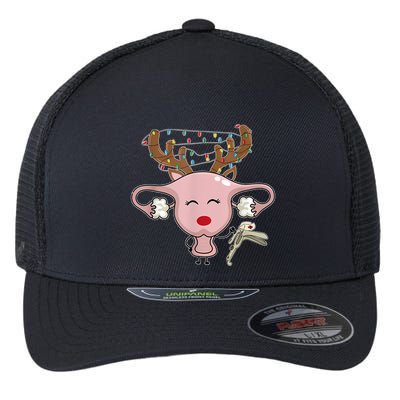 Festive Reindeer Uterus Nurse Speculum Xmas Light Obgyn Flexfit Unipanel Trucker Cap