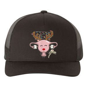 Festive Reindeer Uterus Nurse Speculum Xmas Light Obgyn Yupoong Adult 5-Panel Trucker Hat