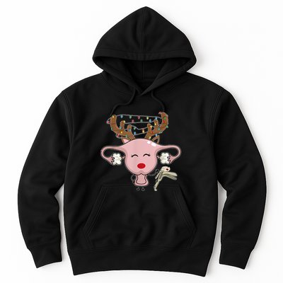 Festive Reindeer Uterus Nurse Speculum Xmas Light Obgyn Hoodie