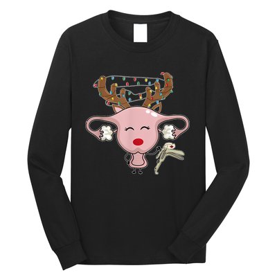 Festive Reindeer Uterus Nurse Speculum Xmas Light Obgyn Long Sleeve Shirt