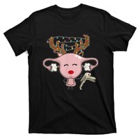 Festive Reindeer Uterus Nurse Speculum Xmas Light Obgyn T-Shirt