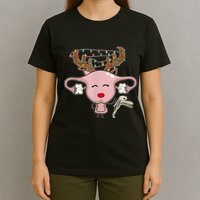 Festive Reindeer Uterus Nurse Speculum Xmas Light Obgyn T-Shirt