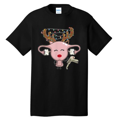 Festive Reindeer Uterus Nurse Speculum Xmas Light Obgyn Tall T-Shirt