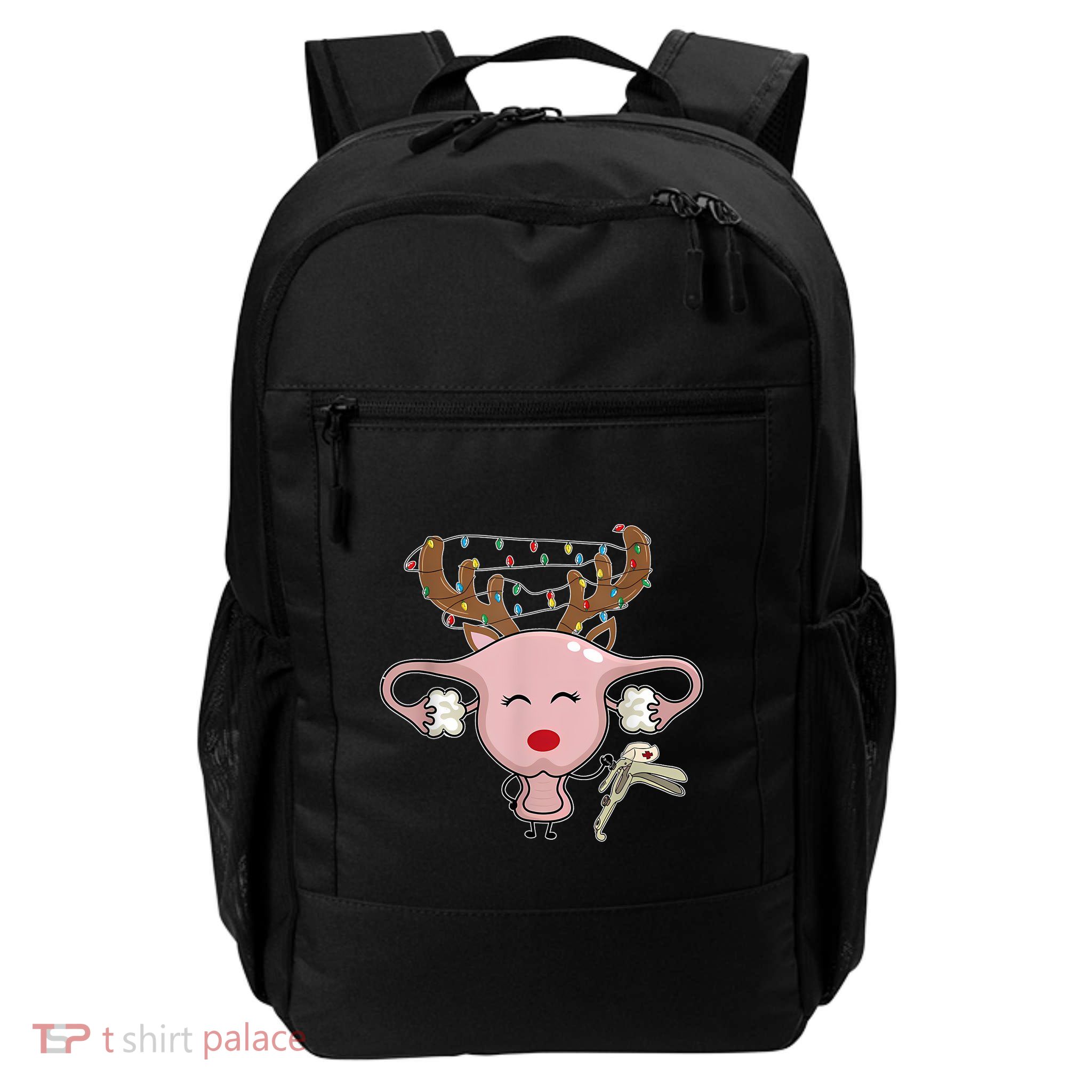 Festive Reindeer Uterus Nurse Speculum Xmas Light Obgyn Backpack
