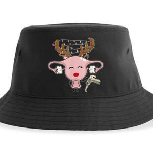 Festive Reindeer Uterus Nurse Speculum Xmas Light Obgyn Sustainable Bucket Hat