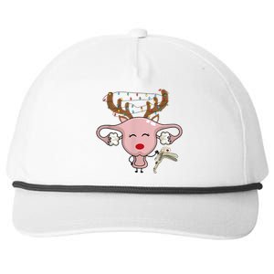 Festive Reindeer Uterus Nurse Speculum Xmas Light Obgyn Snapback Five-Panel Rope Hat