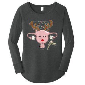 Festive Reindeer Uterus Nurse Speculum Xmas Light Obgyn Women's Perfect Tri Tunic Long Sleeve Shirt