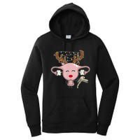 Festive Reindeer Uterus Nurse Speculum Xmas Light Obgyn Women's Pullover Hoodie