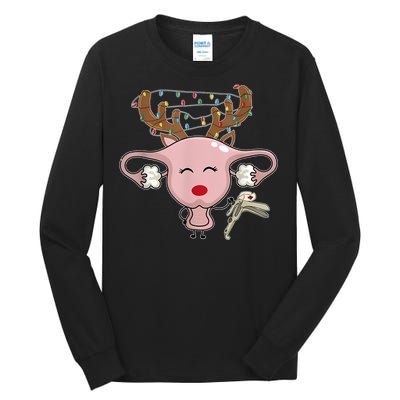 Festive Reindeer Uterus Nurse Speculum Xmas Light Obgyn Tall Long Sleeve T-Shirt