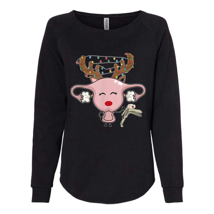 Festive Reindeer Uterus Nurse Speculum Xmas Light Obgyn Womens California Wash Sweatshirt