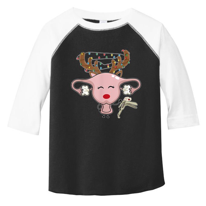 Festive Reindeer Uterus Nurse Speculum Xmas Light Obgyn Toddler Fine Jersey T-Shirt