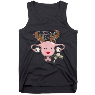 Festive Reindeer Uterus Nurse Speculum Xmas Light Obgyn Tank Top