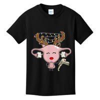 Festive Reindeer Uterus Nurse Speculum Xmas Light Obgyn Kids T-Shirt