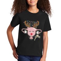 Festive Reindeer Uterus Nurse Speculum Xmas Light Obgyn Kids T-Shirt