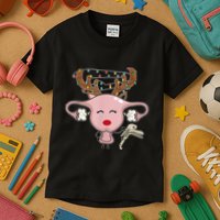 Festive Reindeer Uterus Nurse Speculum Xmas Light Obgyn Kids T-Shirt