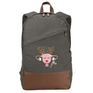 Festive Reindeer Uterus Nurse Speculum Xmas Light Obgyn Cotton Canvas Backpack