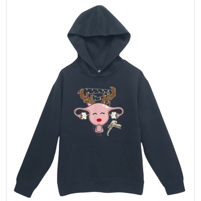 Festive Reindeer Uterus Nurse Speculum Xmas Light Obgyn Urban Pullover Hoodie