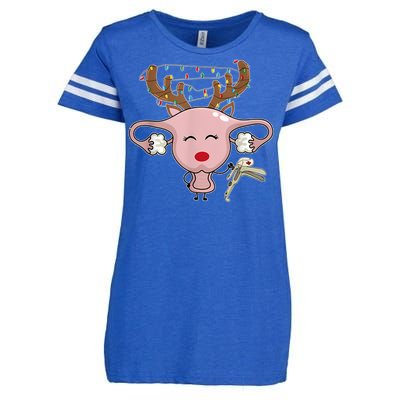 Festive Reindeer Uterus Nurse Speculum Xmas Light Obgyn Enza Ladies Jersey Football T-Shirt