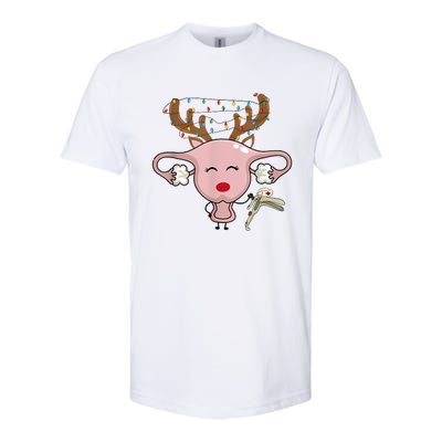 Festive Reindeer Uterus Nurse Speculum Xmas Light Obgyn Softstyle CVC T-Shirt