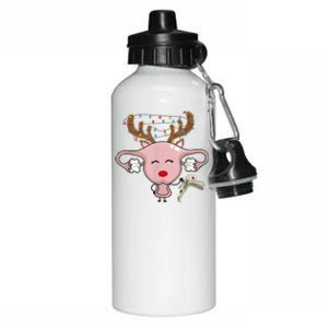 Festive Reindeer Uterus Nurse Speculum Xmas Light Obgyn Aluminum Water Bottle