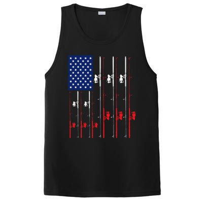 Fishing Rod US Flag Cute Fish Hunting Gift PosiCharge Competitor Tank