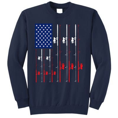 Fishing Rod US Flag Cute Fish Hunting Gift Tall Sweatshirt