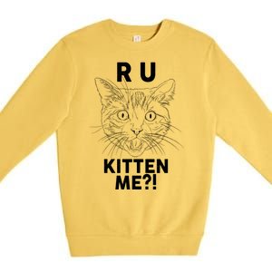 Funny R U Kitten Me Are You Kidding Me Cat Premium Crewneck Sweatshirt