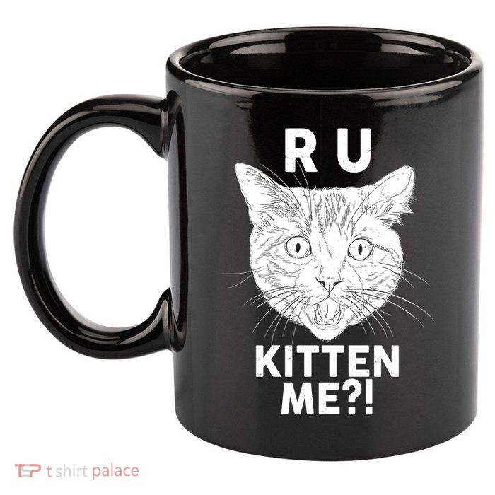 Funny R U Kitten Me Are You Kidding Me Cat 11oz C Handle Ceramic Mug