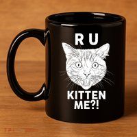 Funny R U Kitten Me Are You Kidding Me Cat 11oz C Handle Ceramic Mug