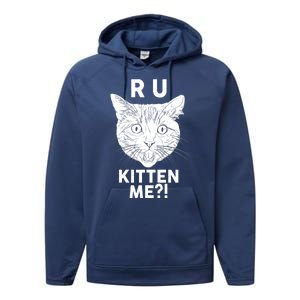 Funny R U Kitten Me Are You Kidding Me Cat Performance Fleece Hoodie