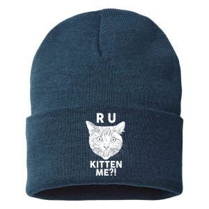 Funny R U Kitten Me Are You Kidding Me Cat Sustainable Knit Beanie