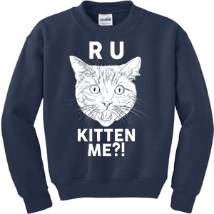 Funny R U Kitten Me Are You Kidding Me Cat Kids Sweatshirt