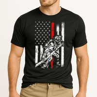 Firefighter Red Us Patriotic Funny Fireman American Flag Cooling Performance Crew T-Shirt