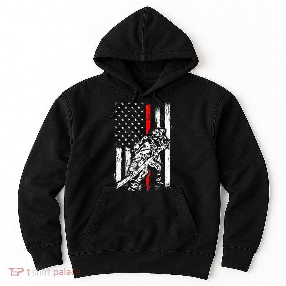 Firefighter Red Us Patriotic Funny Fireman American Flag Hoodie