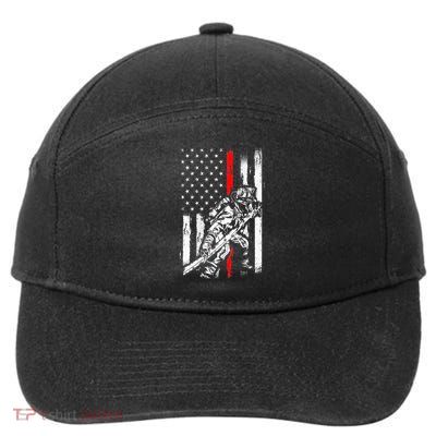 Firefighter Red Us Patriotic Funny Fireman American Flag 7-Panel Snapback Hat