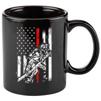 Firefighter Red Us Patriotic Funny Fireman American Flag 11oz C Handle Ceramic Mug