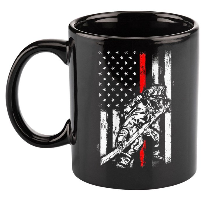 Firefighter Red Us Patriotic Funny Fireman American Flag 11oz C Handle Ceramic Mug