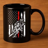 Firefighter Red Us Patriotic Funny Fireman American Flag 11oz C Handle Ceramic Mug