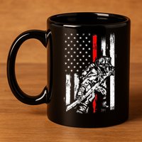 Firefighter Red Us Patriotic Funny Fireman American Flag 11oz C Handle Ceramic Mug